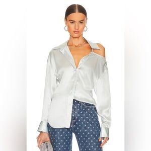 NWT Alexander Wang Open Back Neckline Shirt in Iced Blue XS
